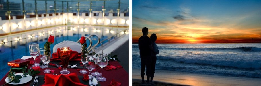 Couple enjoying a chauffeured romantic getaway
